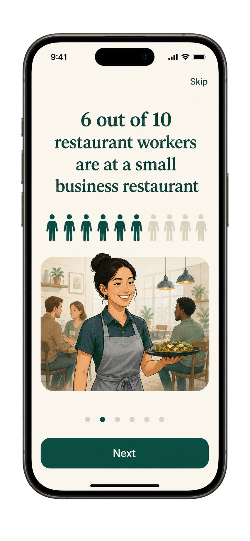 6 out of 10 restaurant workers are at a small business restaurant