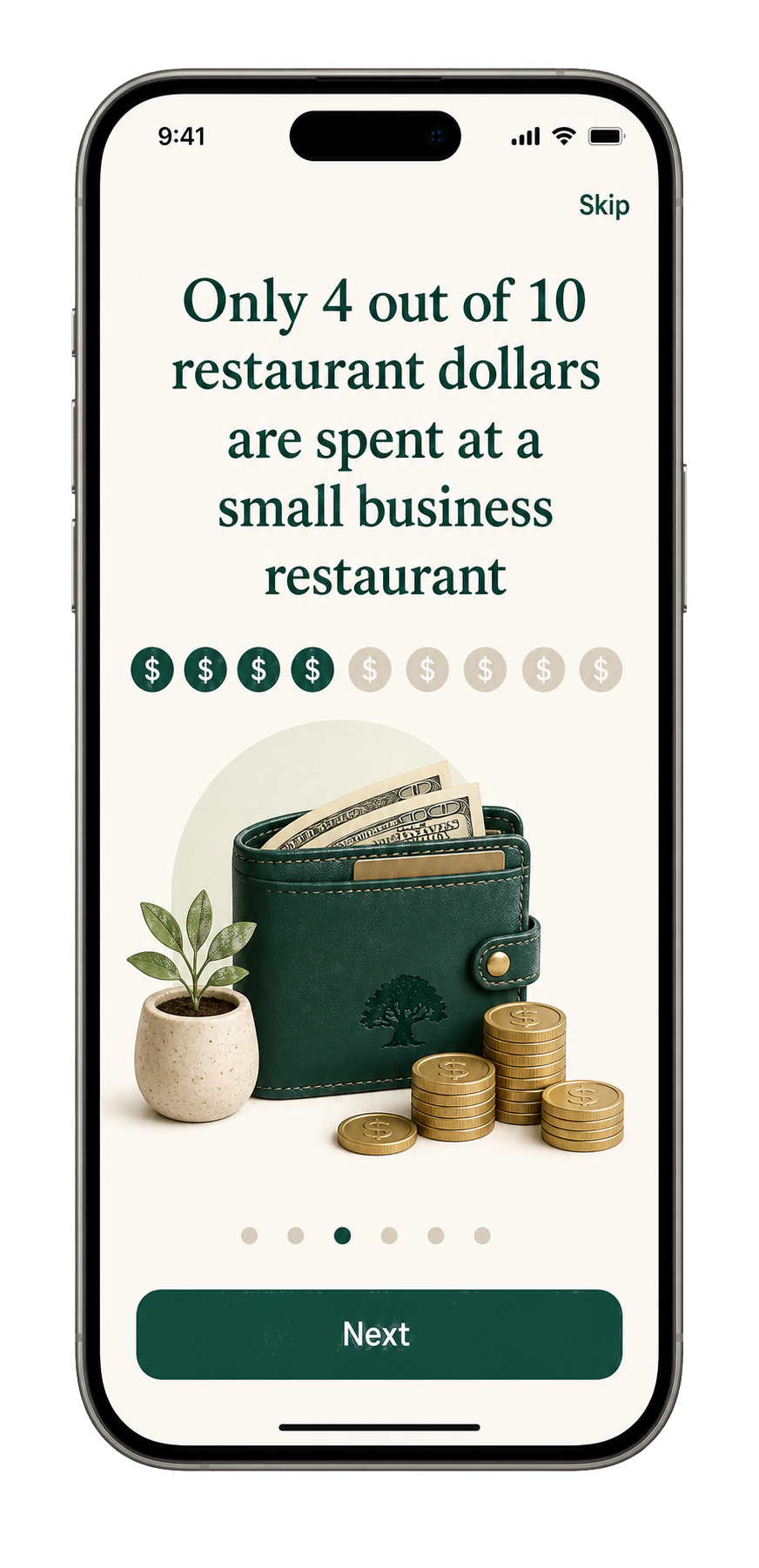 Only 4 out of 10 restaurant dollars are spent at small business restaurants